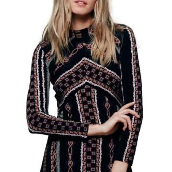Free People Stella Graphic Print Mini Dress | L - Picture 4 of 5